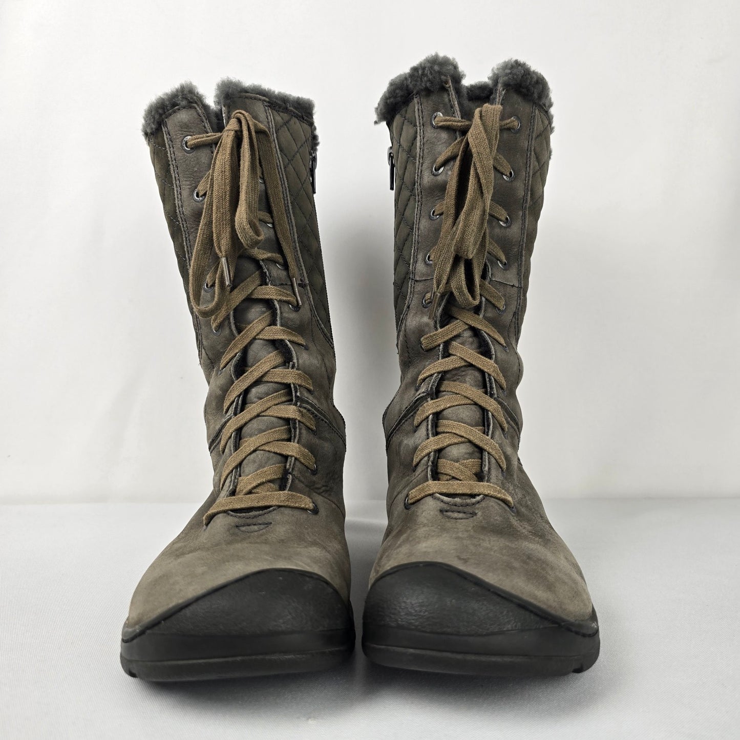 Keen Crested Butte Grey Leather Lace Up High Boots Size 8.5