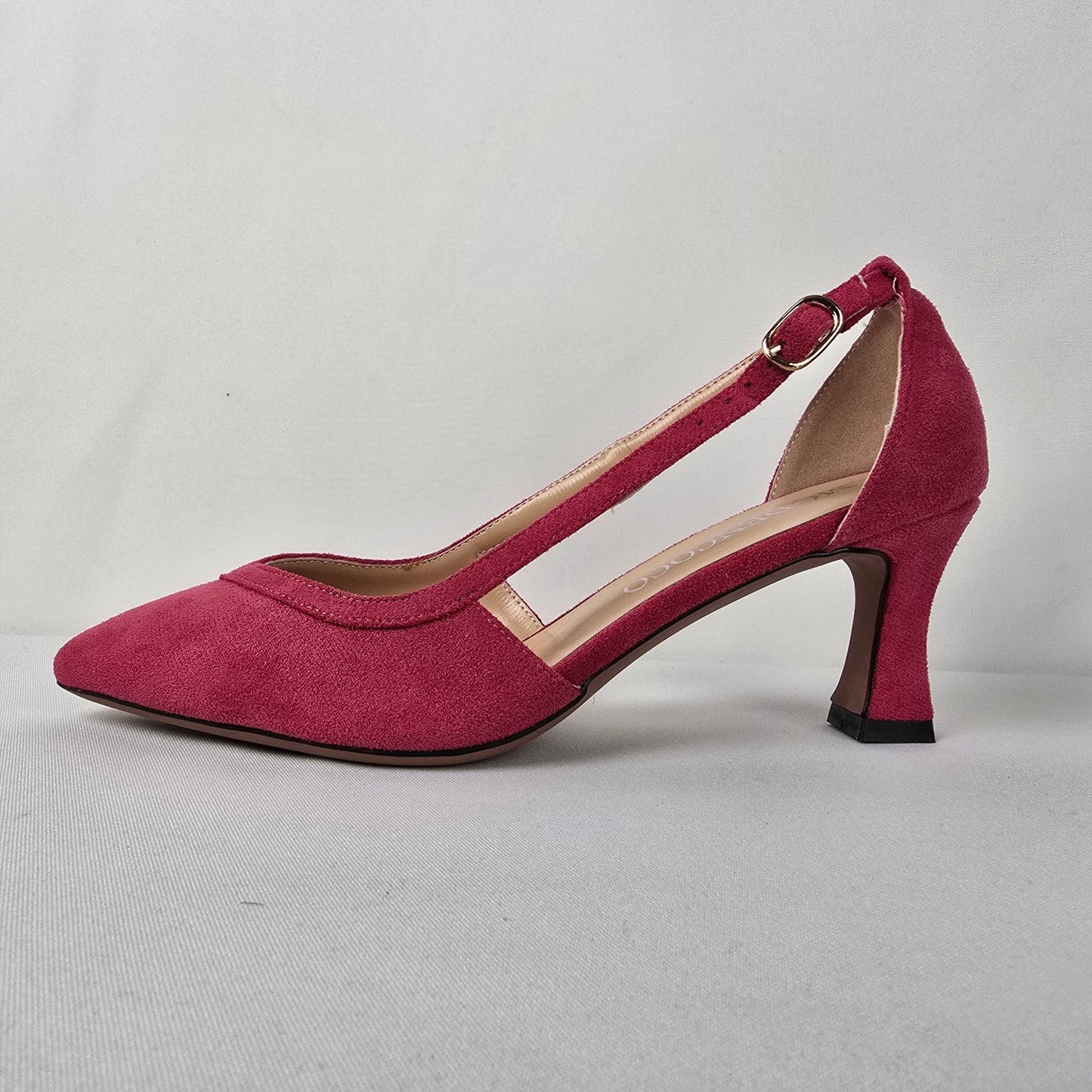 MODENCOCO Pink Faux Suede Pointed Toe Heeled Shoes Size 7