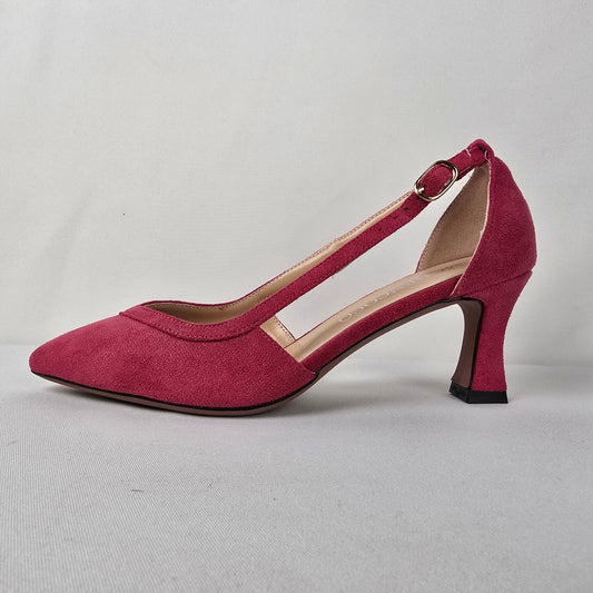 MODENCOCO Pink Faux Suede Pointed Toe Heeled Shoes Size 7