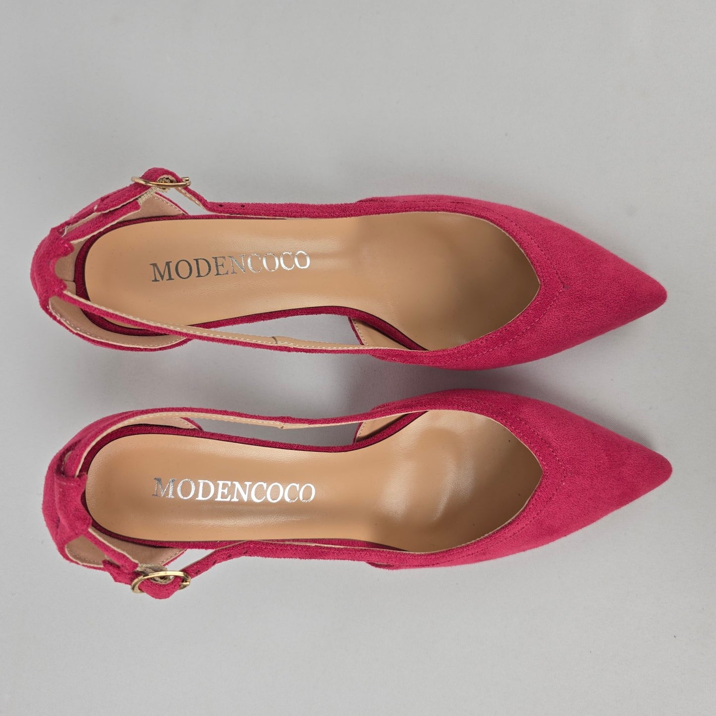 MODENCOCO Pink Faux Suede Pointed Toe Heeled Shoes Size 7