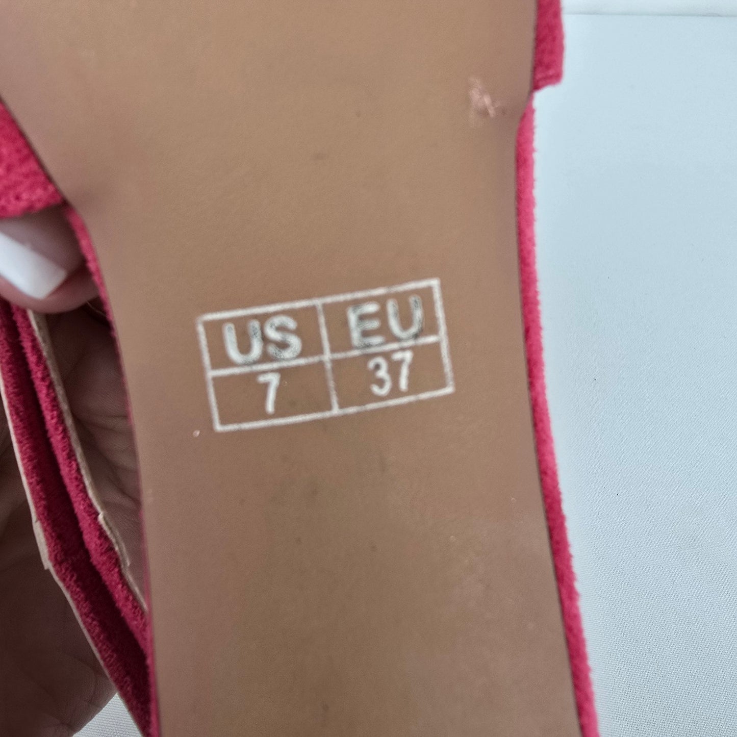 MODENCOCO Pink Faux Suede Pointed Toe Heeled Shoes Size 7