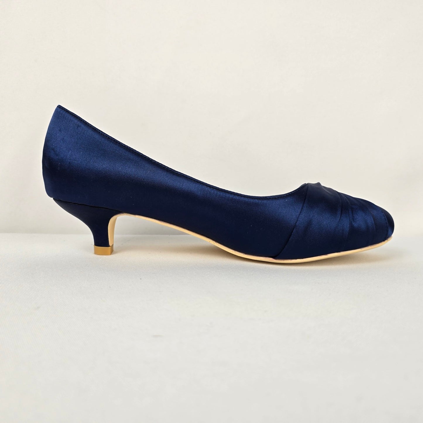 ELEGANTPARK Blue Low Heel Satin Rhinestone Shoes Size 9