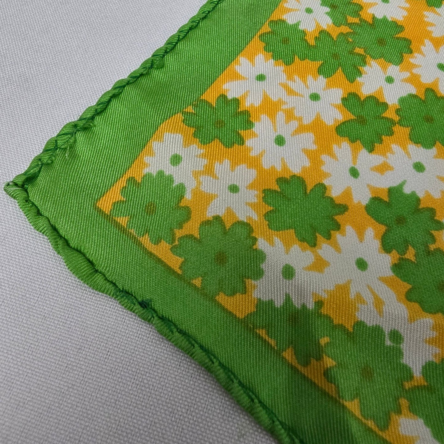 Vintage Deidre Silk Green Floral Square Scarf