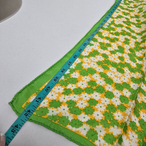 Vintage Deidre Silk Green Floral Square Scarf