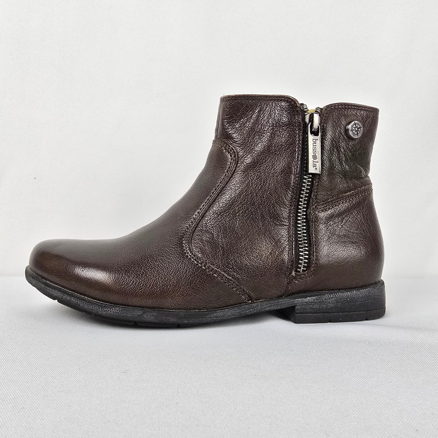 Bussola Brown Leather Ankle Boots Size 6.5