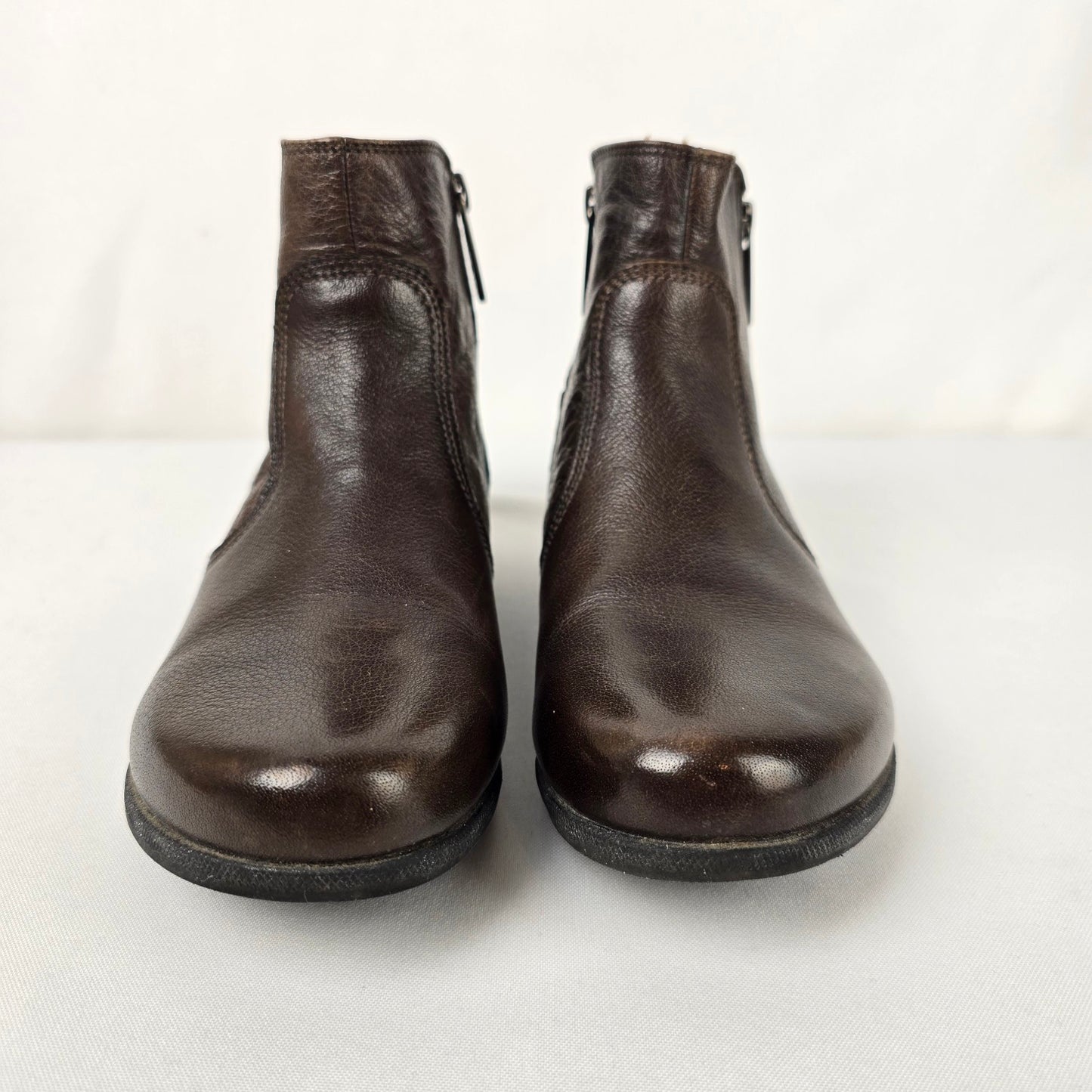 Bussola Brown Leather Ankle Boots Size 6.5