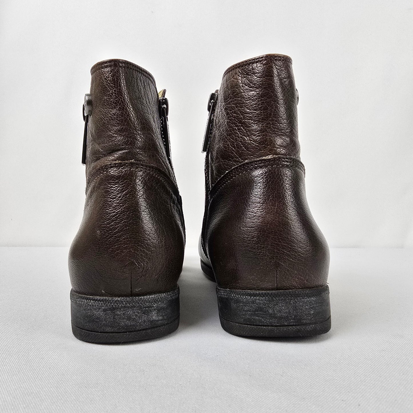 Bussola Brown Leather Ankle Boots Size 6.5