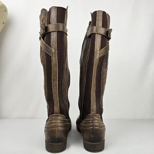 Earth Brown Leather Calf Height Boots Size 7.5