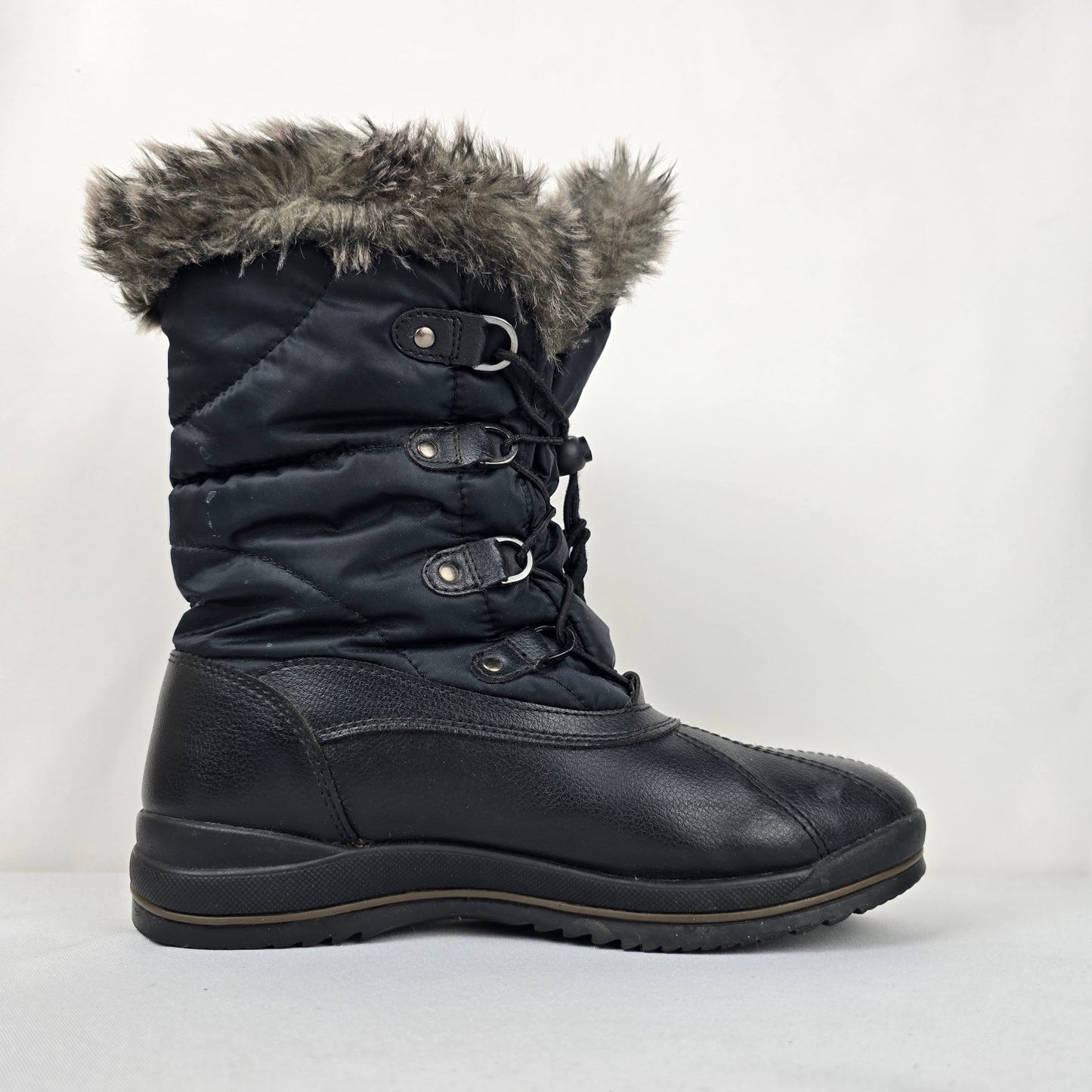Storm by Cougar Lace Up Rubber Fur Trimmed Winter Boots Size 10