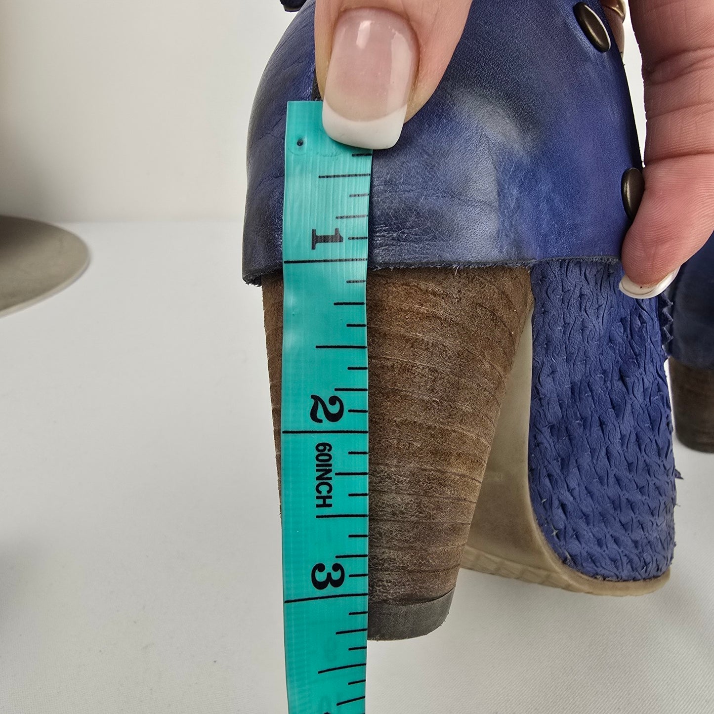 Chocolate Blue Leather Lace Up Heeled Ankle Boots Size 8