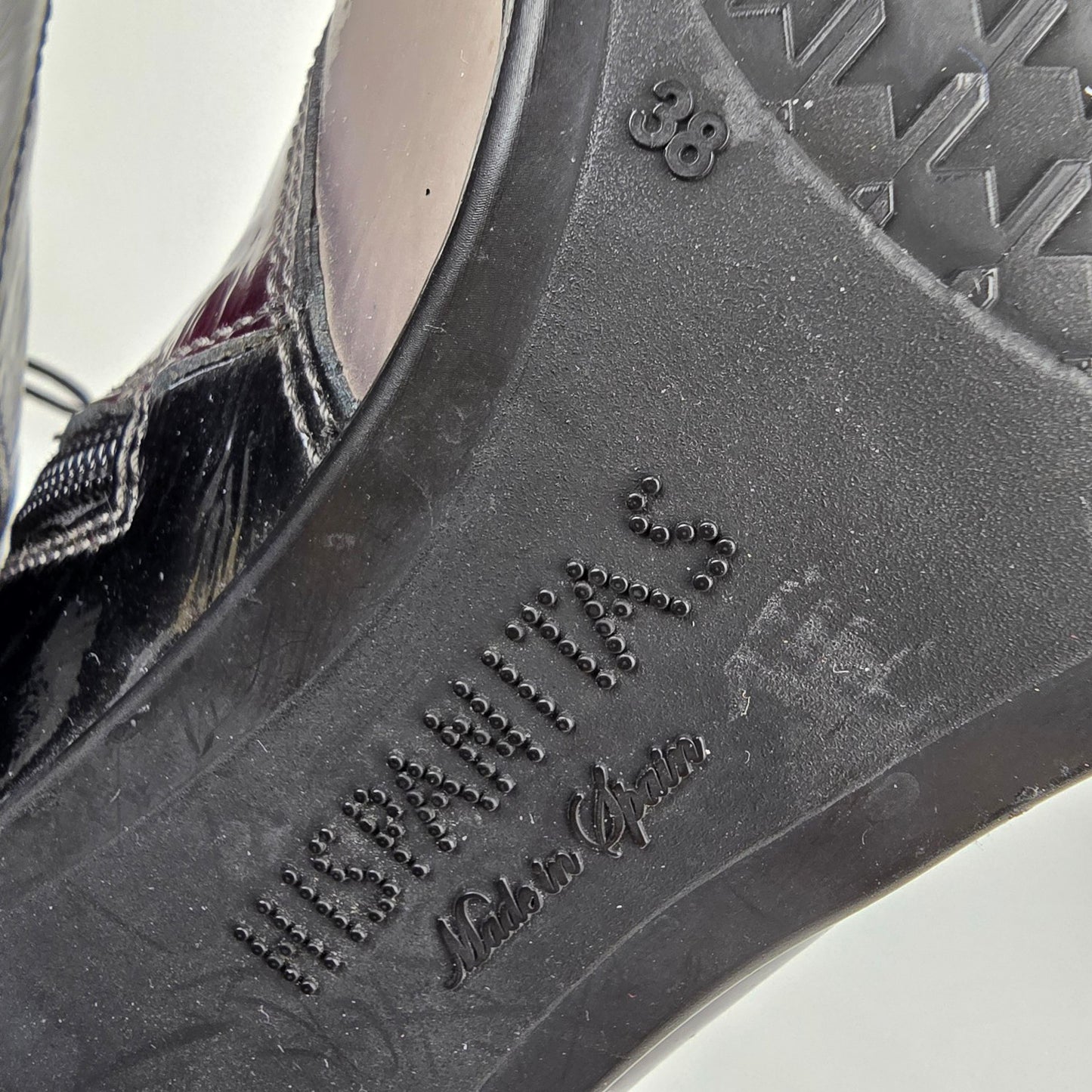 Hispanitas Burgundy & Grey Patent Lace Up Heeled Boots Size 8