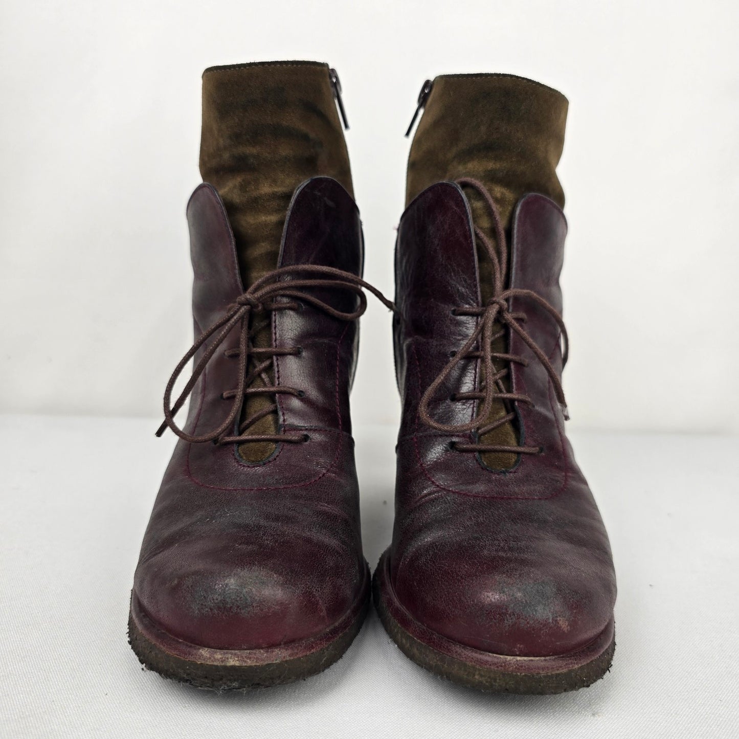 Audley Brown Leather Lace Up Heeled Ankle Boots Size 8