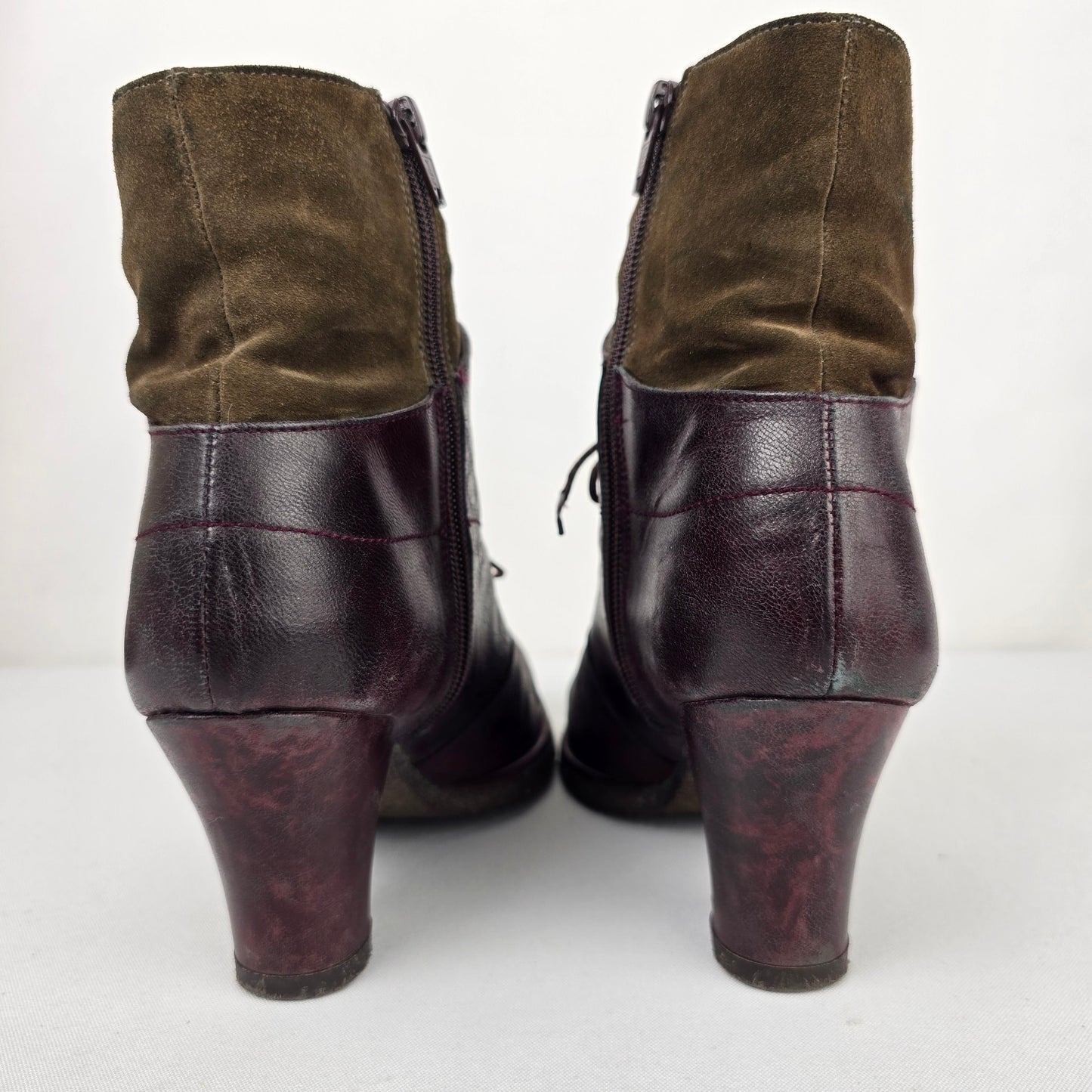 Audley Brown Leather Lace Up Heeled Ankle Boots Size 8