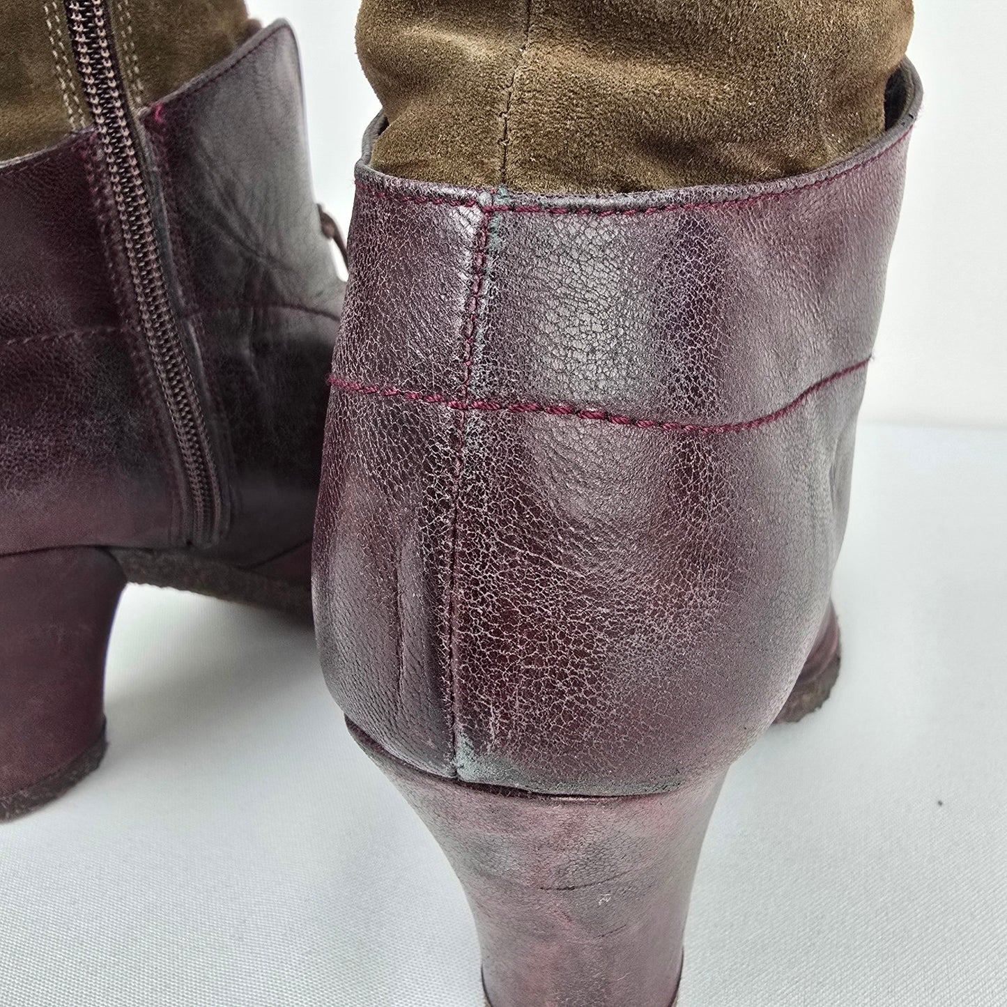 Audley Brown Leather Lace Up Heeled Ankle Boots Size 8