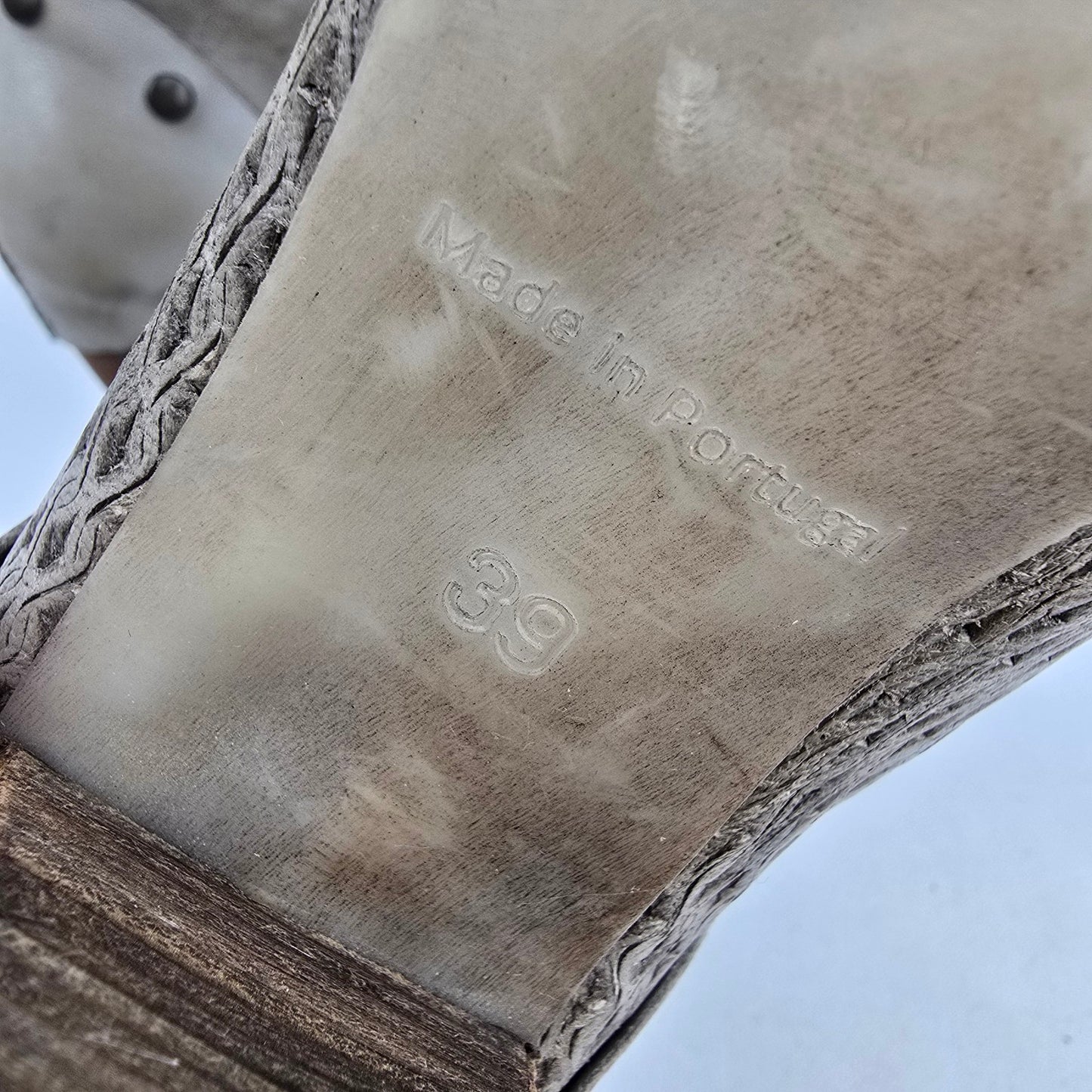 Chocolate Grey Leather Lace Up Heeled Boots Size 8