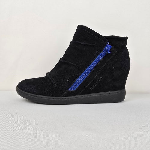 Skechers Plus 3 Raise Your Glass Black Hidden Wedge Heel Boot Size 8