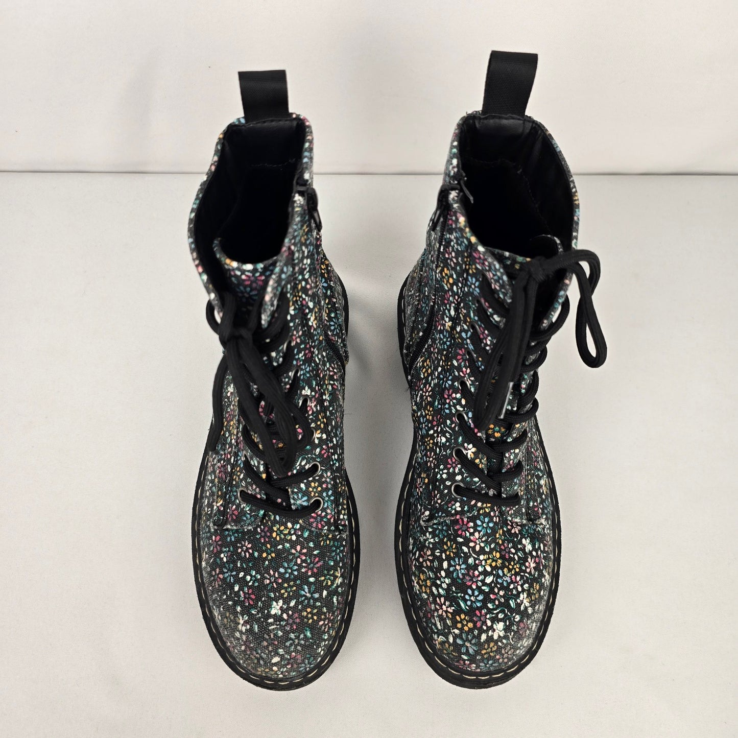 Union Bay Floral Lace Up Military Inspired Boots Size 8