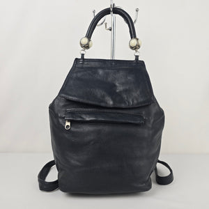 Vintage Antonella Di Pietro Navy Blue Leather Backpack Purse