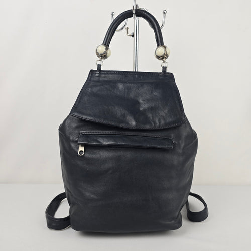 Vintage Antonella Di Pietro Navy Blue Leather Backpack Purse