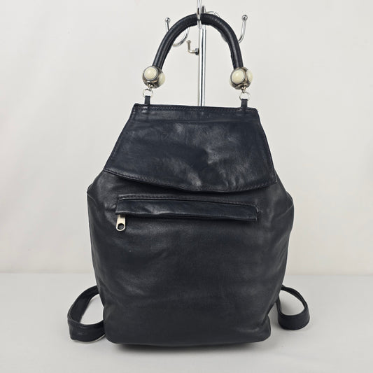 Vintage Antonella Di Pietro Navy Blue Leather Backpack Purse