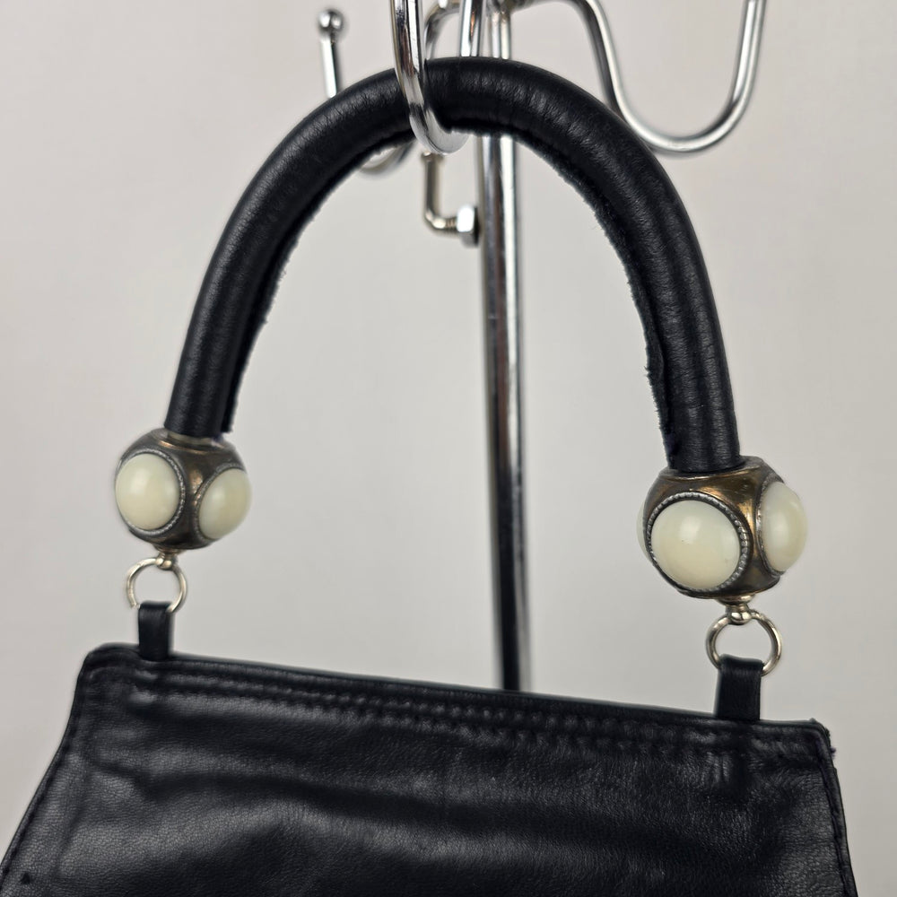 Vintage Antonella Di Pietro Navy Blue Leather Backpack Purse