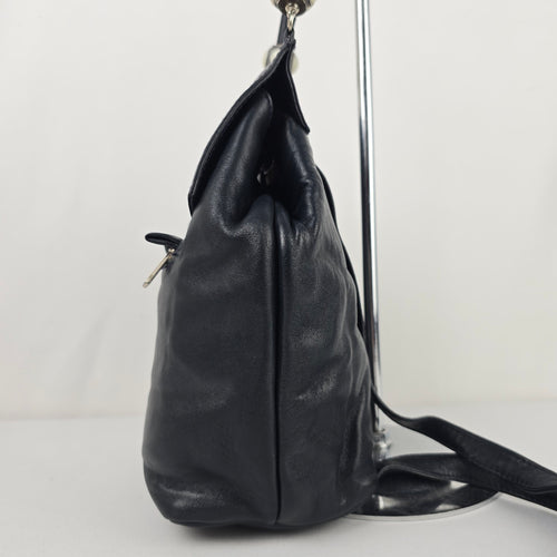 Vintage Antonella Di Pietro Navy Blue Leather Backpack Purse