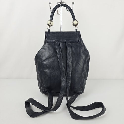 Vintage Antonella Di Pietro Navy Blue Leather Backpack Purse
