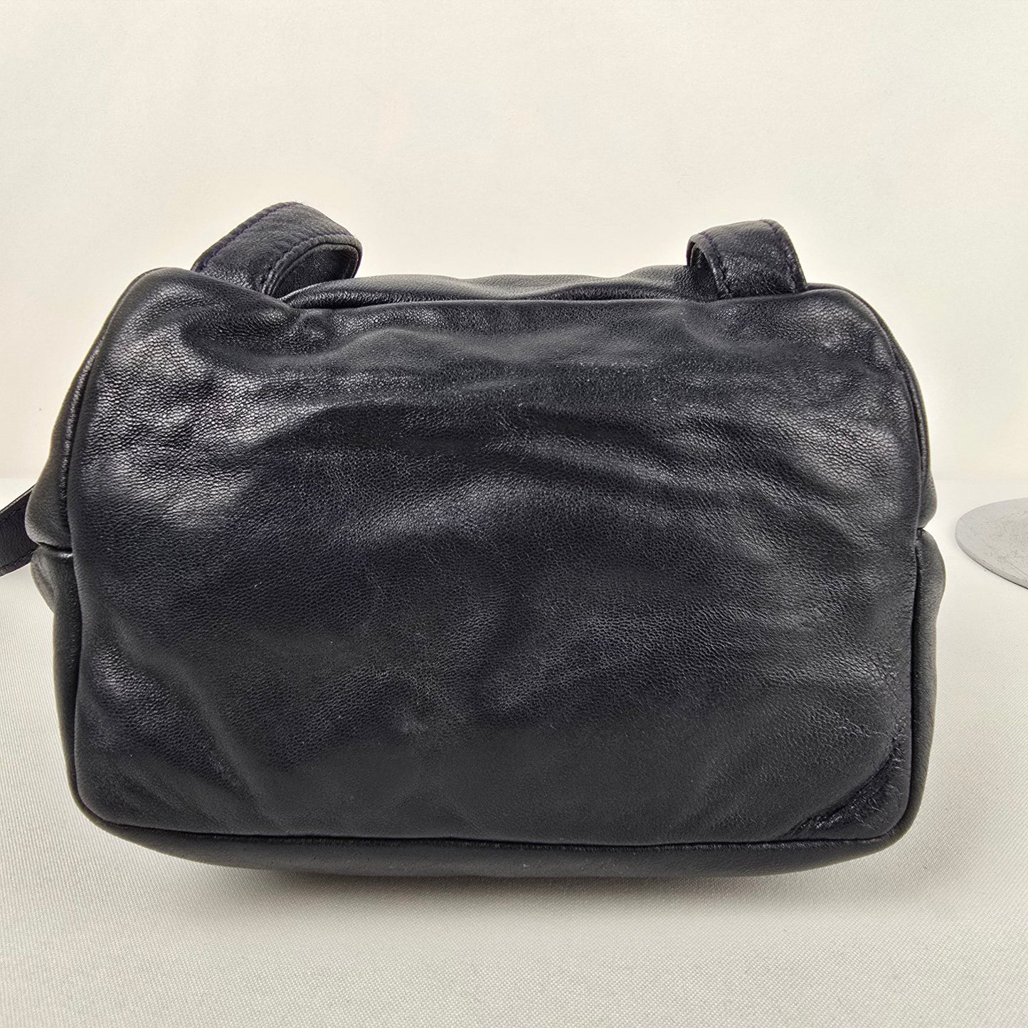 Vintage Antonella Di Pietro Navy Blue Leather Backpack Purse