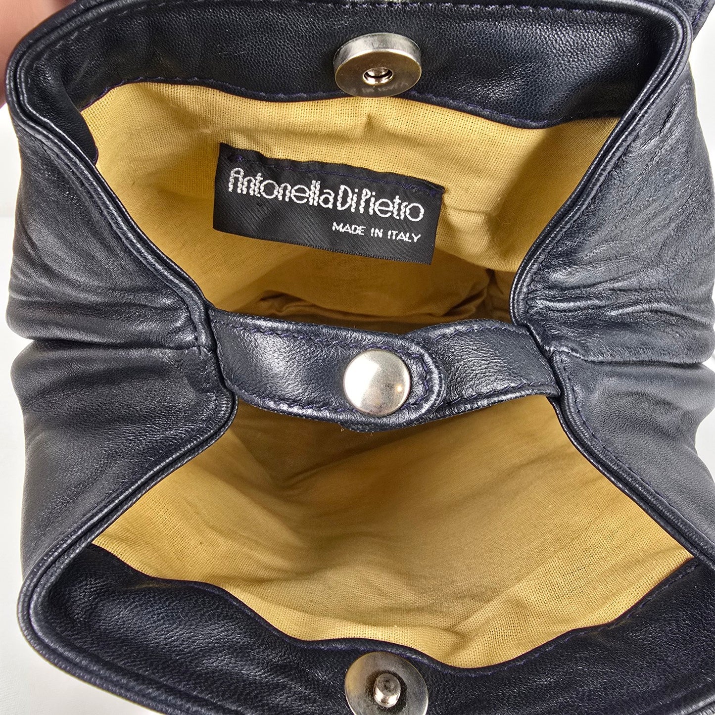 Vintage Antonella Di Pietro Navy Blue Leather Backpack Purse
