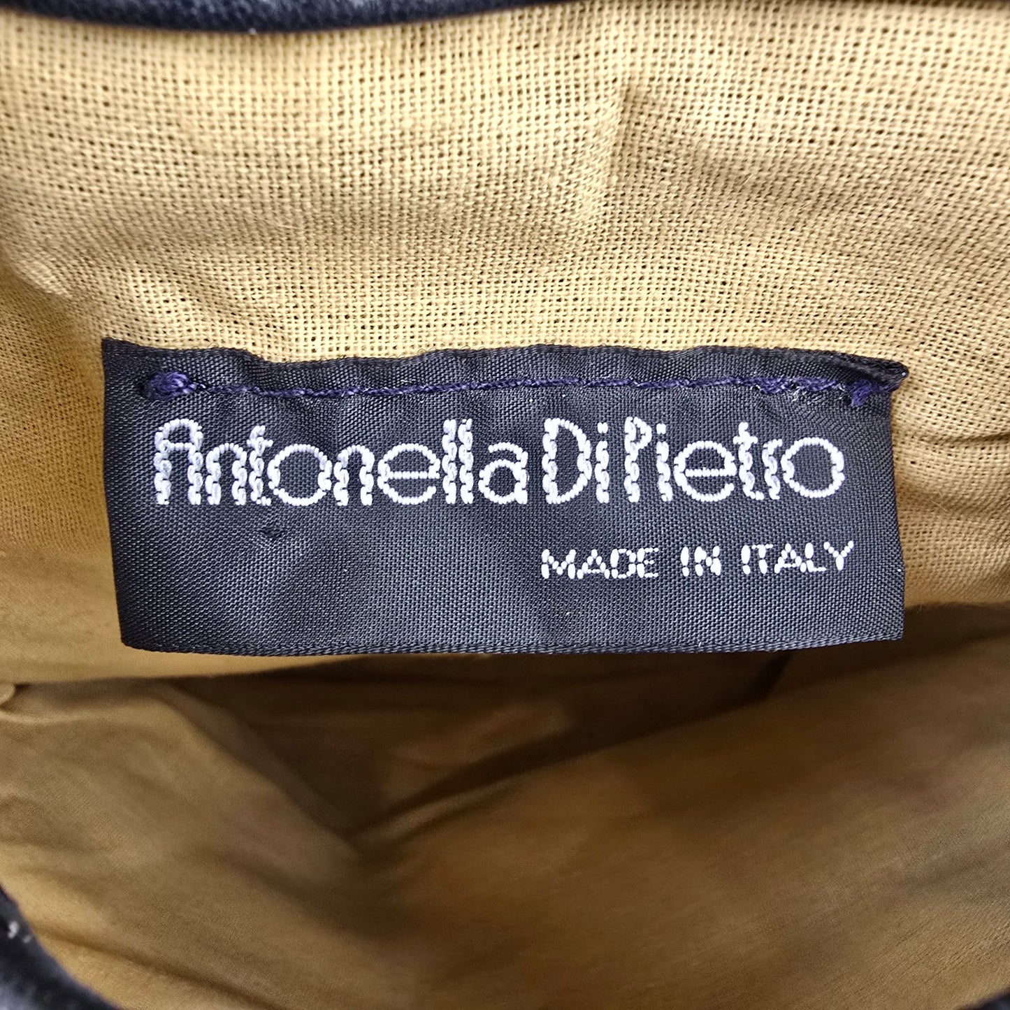 Vintage Antonella Di Pietro Navy Blue Leather Backpack Purse