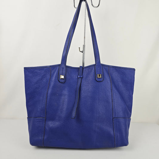 Stella & Dot Blue Leather Tote Purse
