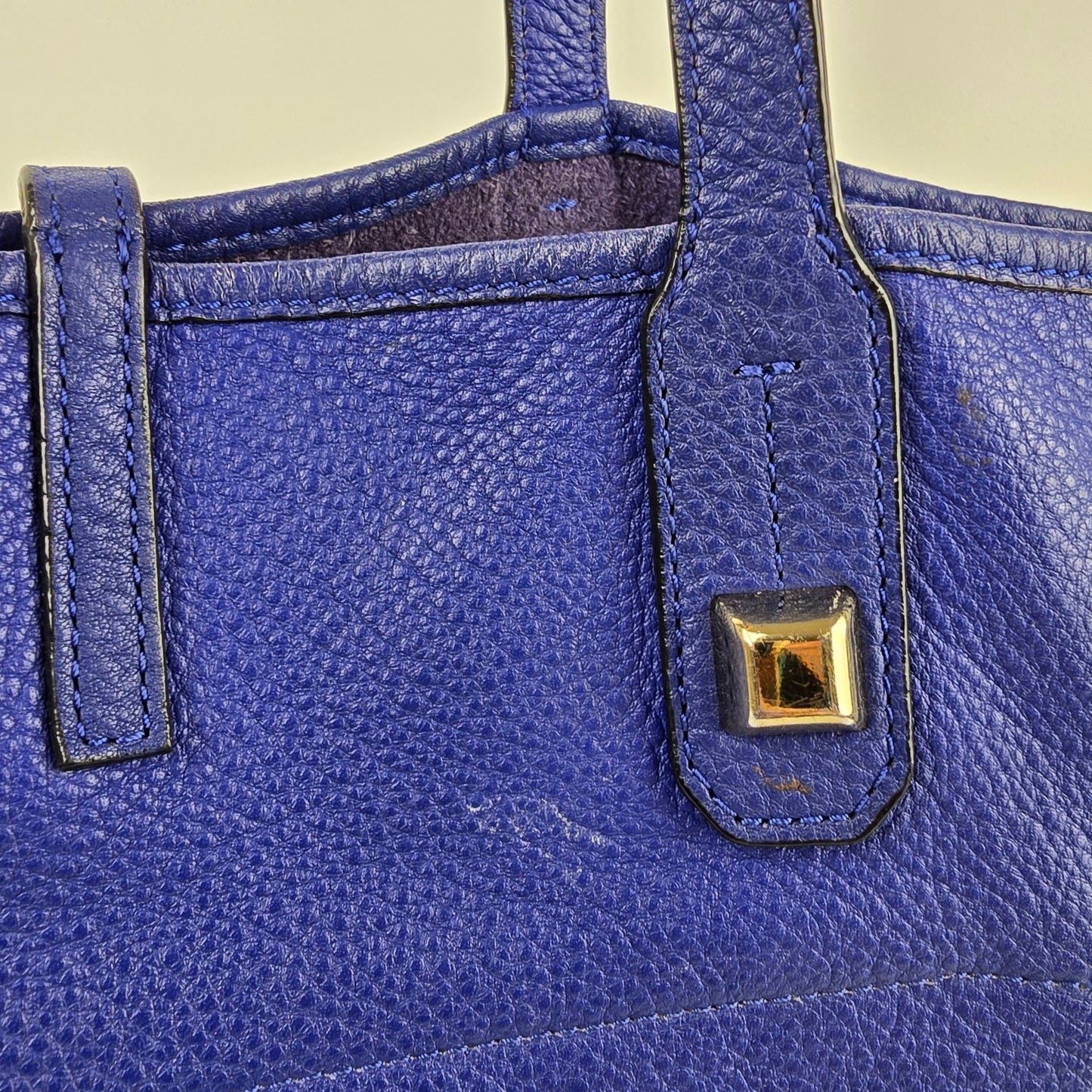Stella & Dot Blue Leather Tote Purse
