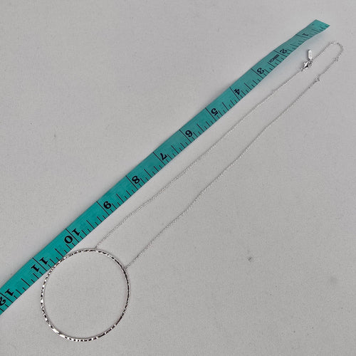 Stella & Dot Silver Tone Hammered Open Circle Pendant Necklace