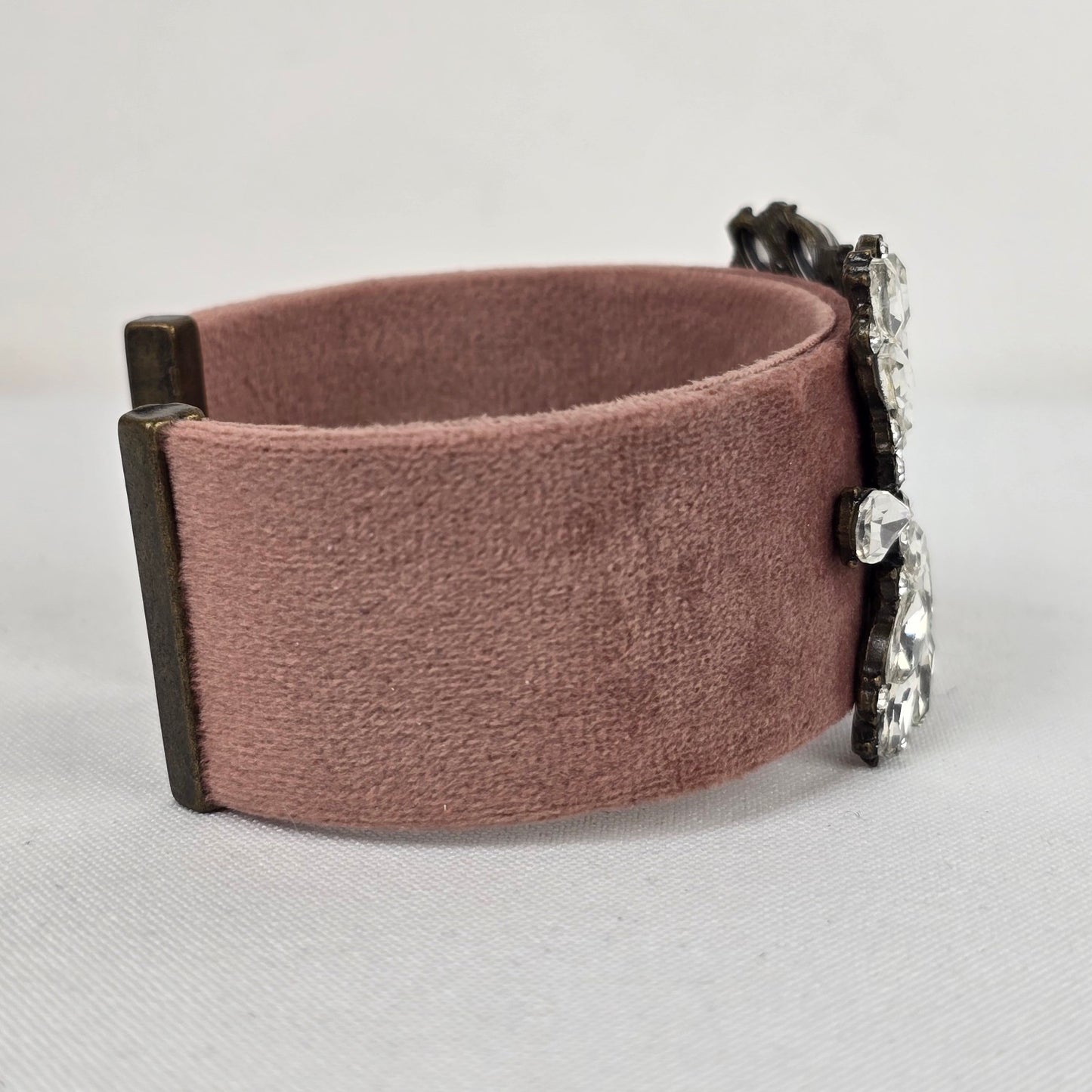 Pink Velvet Crystal Cuff Bracelet