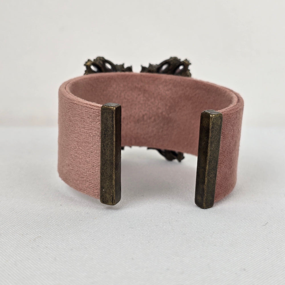 Pink Velvet Crystal Cuff Bracelet
