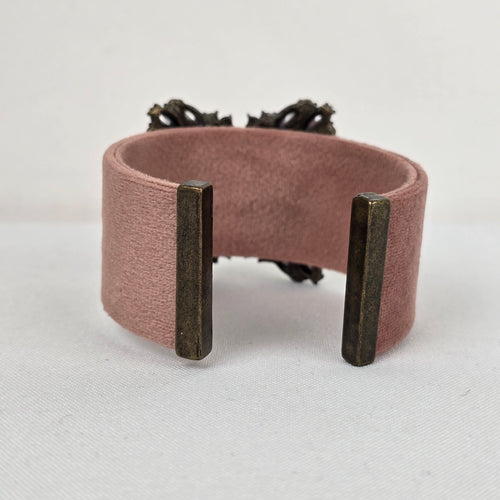 Pink Velvet Crystal Cuff Bracelet
