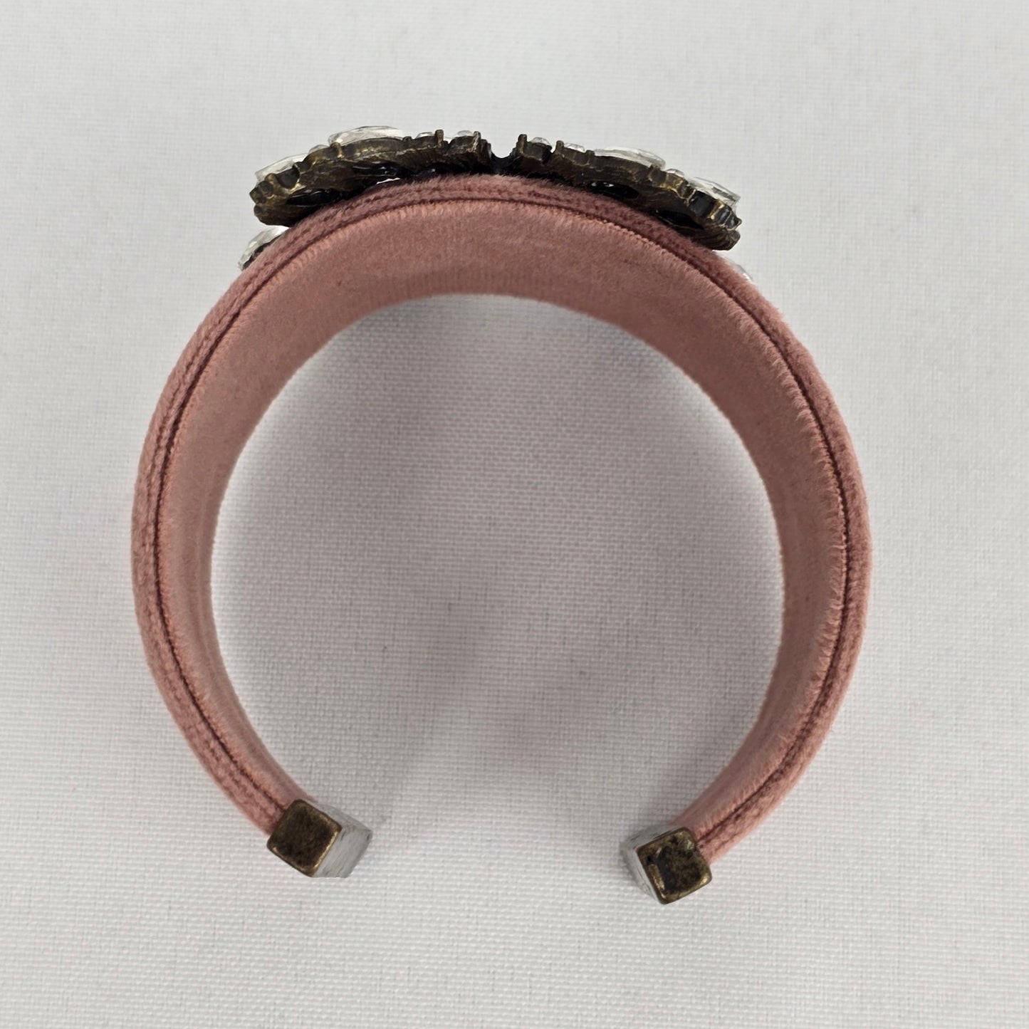 Pink Velvet Crystal Cuff Bracelet