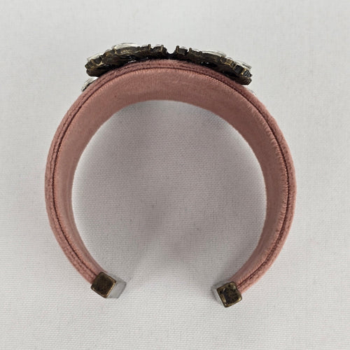 Pink Velvet Crystal Cuff Bracelet