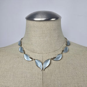 David Andersen Norway 925 Sterling Silver Gold Vermeil Enamel Leaf Necklace