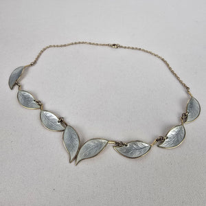 David Andersen Norway 925 Sterling Silver Gold Vermeil Enamel Leaf Necklace
