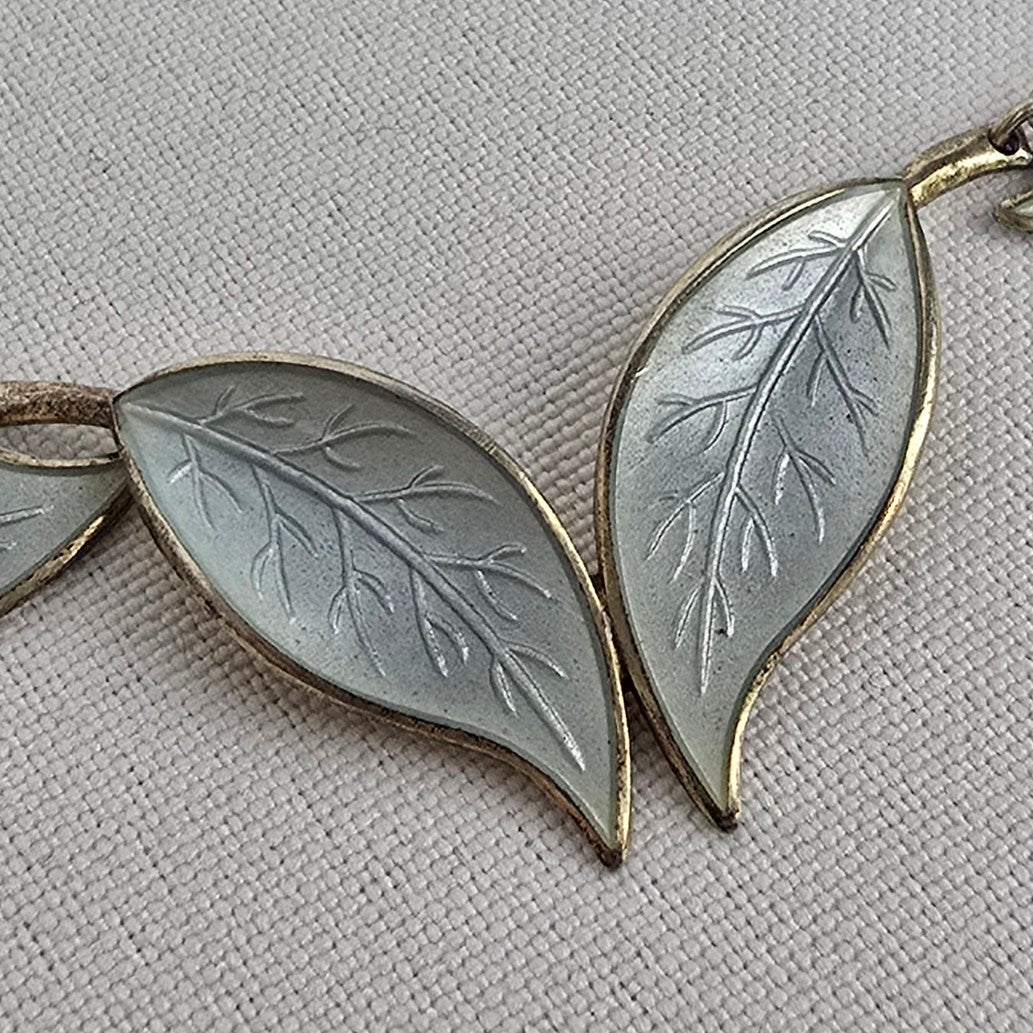 David Andersen Norway 925 Sterling Silver Gold Vermeil Enamel Leaf Necklace