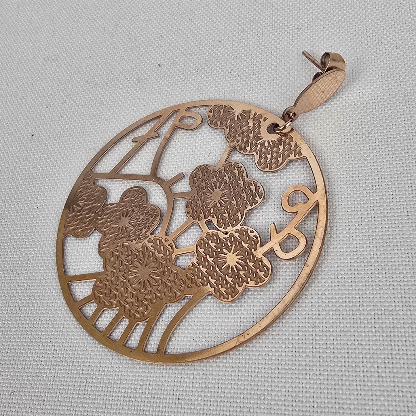 Steel Time Gold Tone Floral Laser Cut Earrings