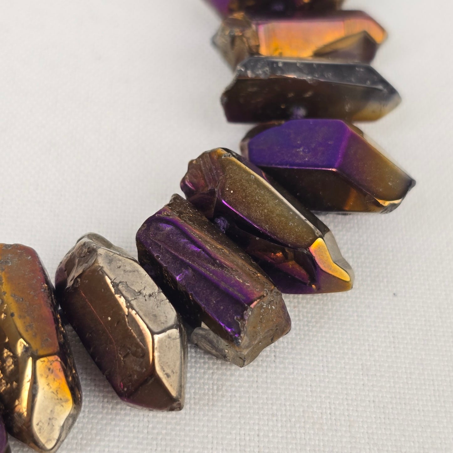 Lucas Lameth 925 Silver Titanium Coated Quartz Brown Metallic Necklace