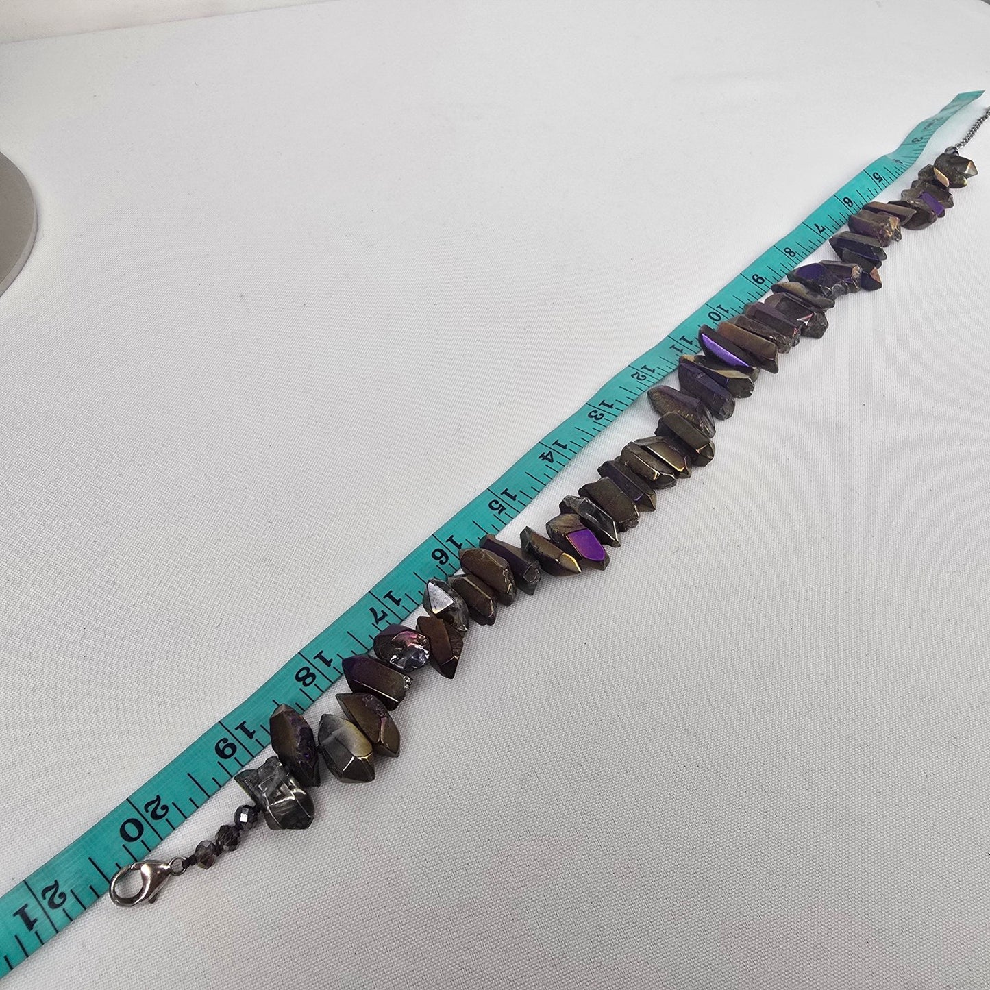 Lucas Lameth 925 Silver Titanium Coated Quartz Brown Metallic Necklace