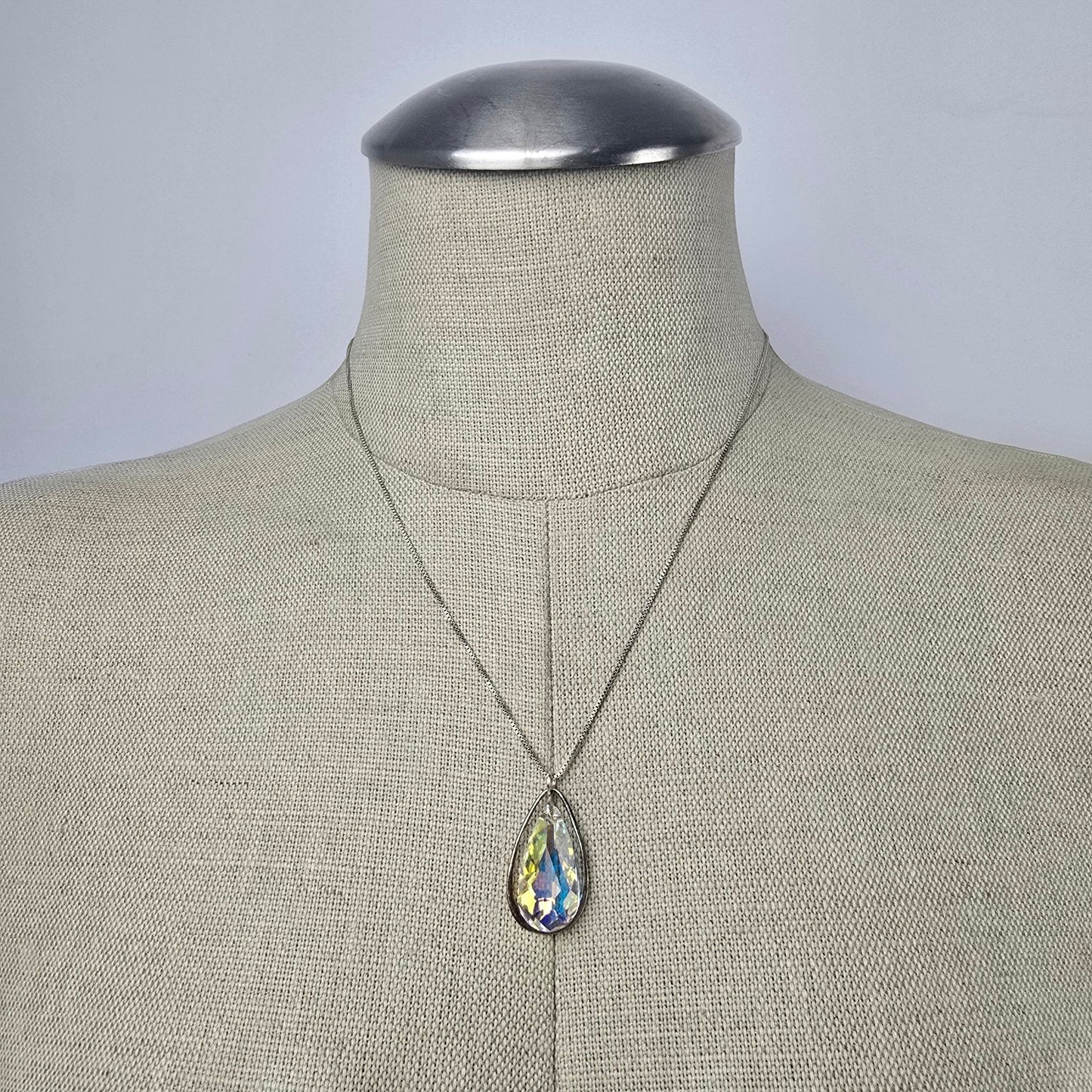 FNA 925 italy Silver AB Crystal Pendant Necklace