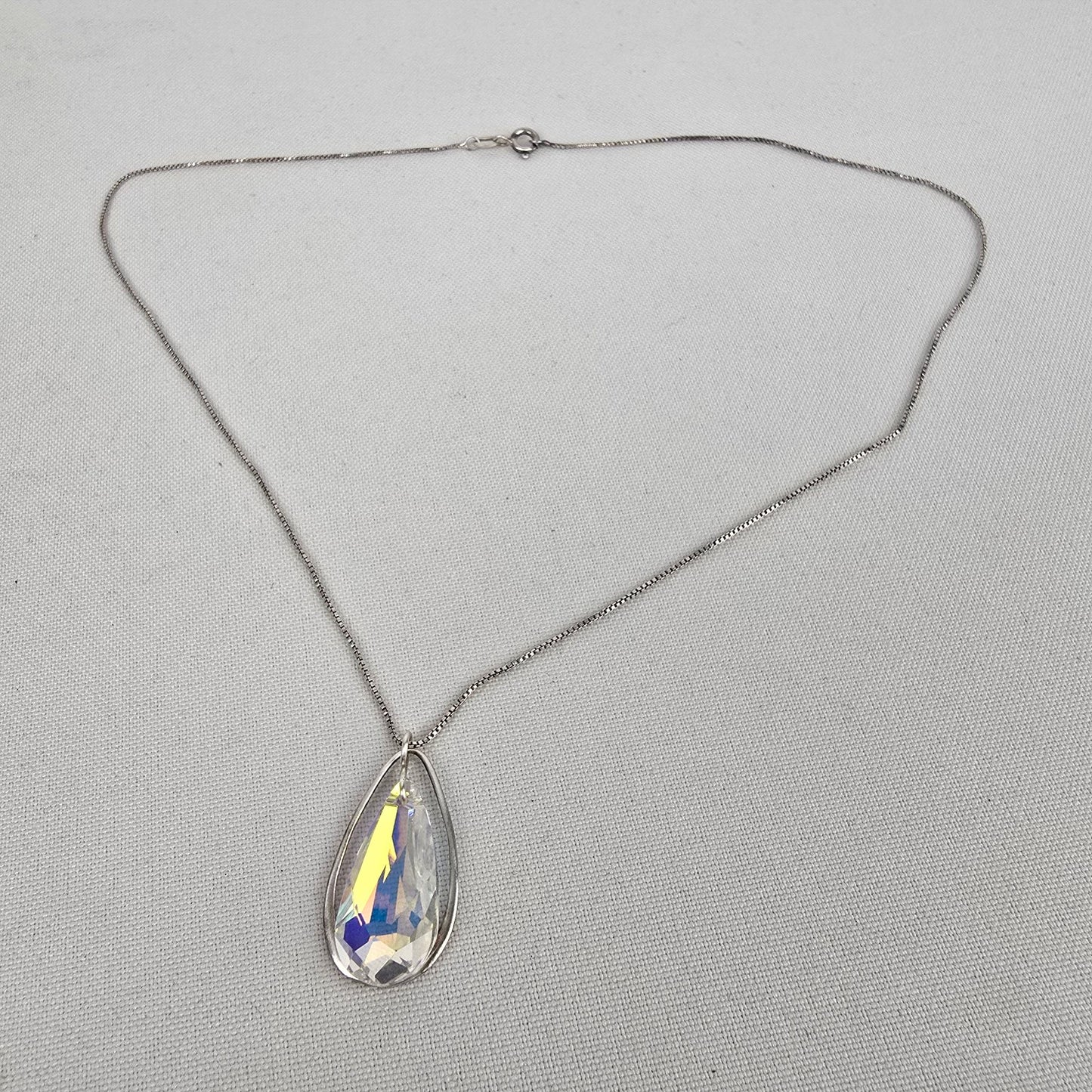 FNA 925 italy Silver AB Crystal Pendant Necklace