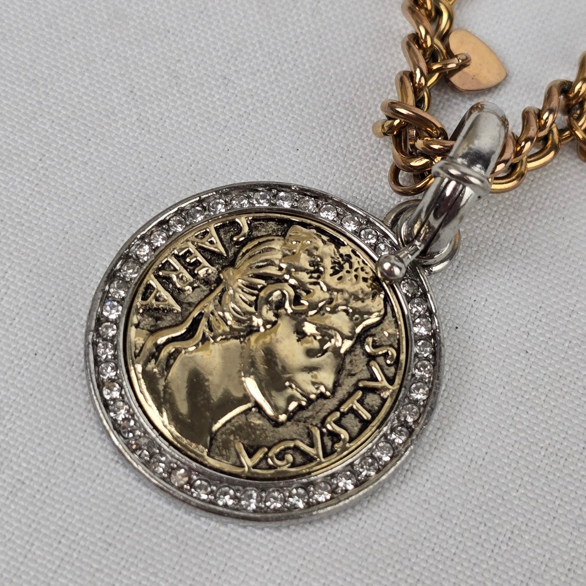 Dyrberg Kern Copper & Silver Chain Coin Pendant Necklace