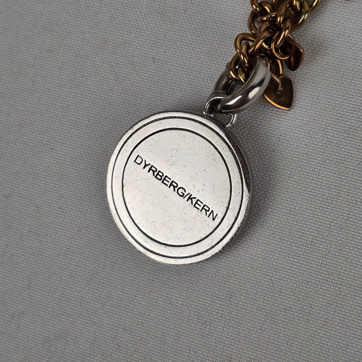 Dyrberg Kern Copper & Silver Chain Coin Pendant Necklace