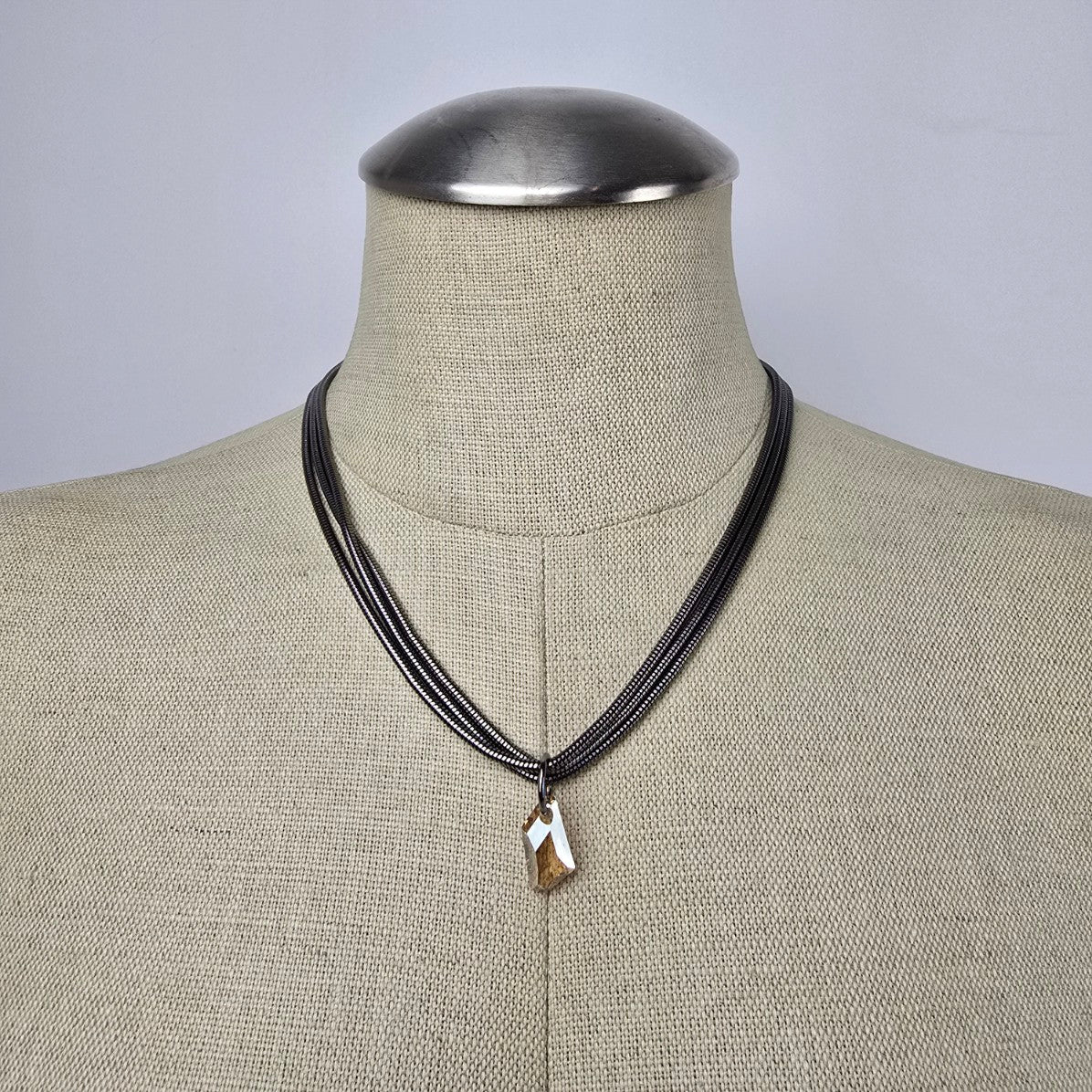 Sarah Pacini Black Chain Crystal Cut Pendant Necklace