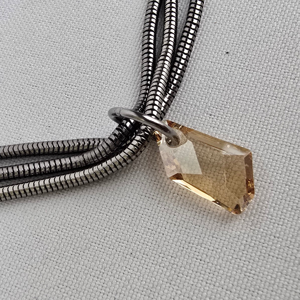 Sarah Pacini Black Chain Crystal Cut Pendant Necklace